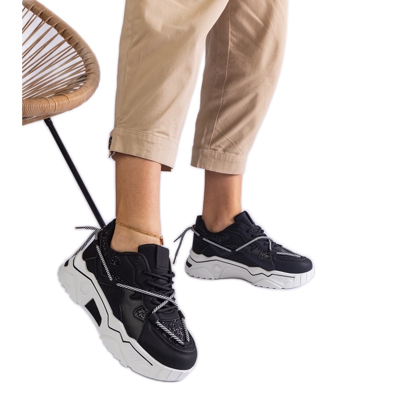 Crne tenisice za žene sa sjajem crno