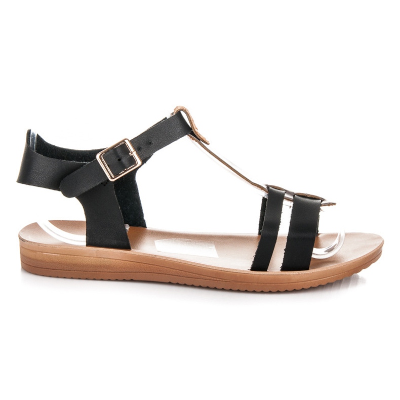 Licean Ravne sandale s kopčom crno