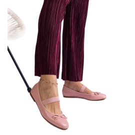 Ružičaste balerine s elastičnim trakom i ukrasnim lukom ružičasta