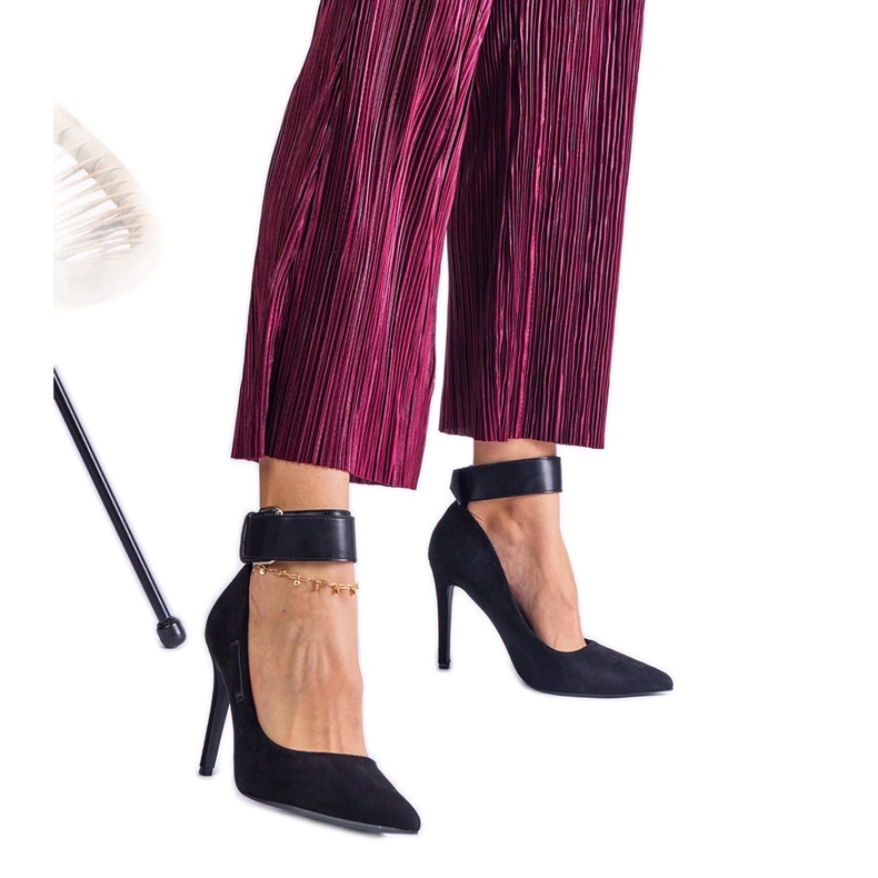 Crne salonke s visokom petom od antilop eko kože crno