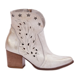 Lewski Shoes Otvorene kožne kaubojske čizme na Lewski Post 3613 Zloty obrisana zlatni