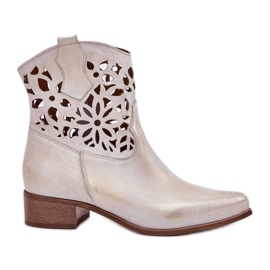 Zazoo 3404 Otvorene čizme s brisanom kožnom kožnom kožom zlatni