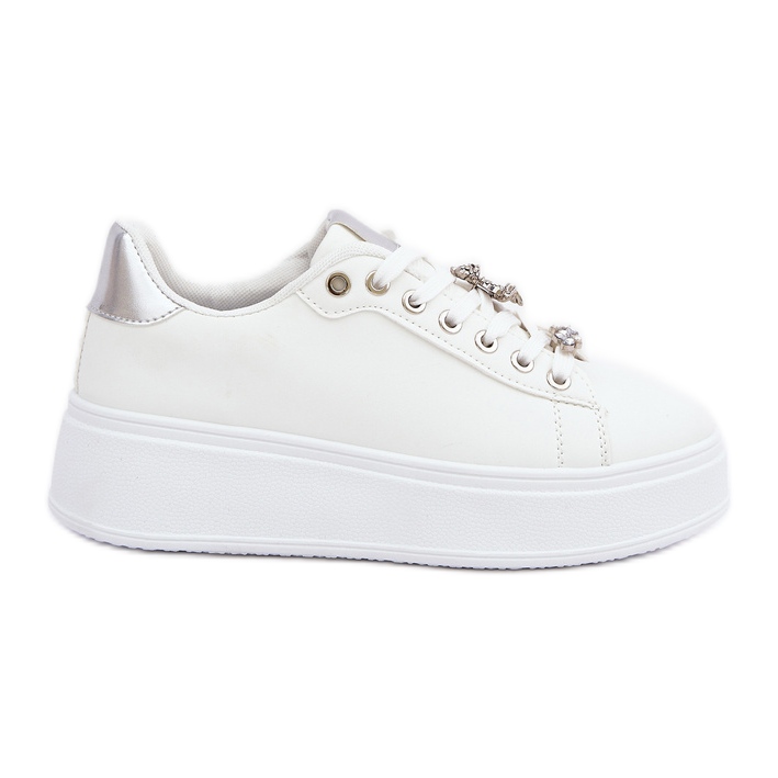 Eko kožne tenisice s bijelim i srebrnim igarama bijela