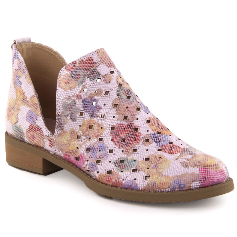 Ženske otvorene čizme umetnute u bijelo cvijeće M. Daszyński SA62-102 bijela