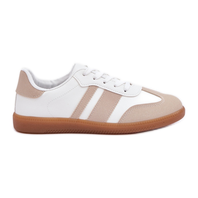 Niske ženske tenisice s eko kožom bež i bijele boje