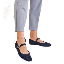 Crne balerine s remenom i četvrtasti nos crna