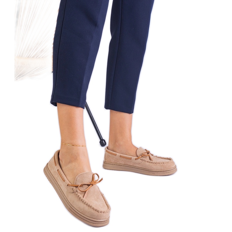 Bež ženske natikače iz Ekozamsza s lukom