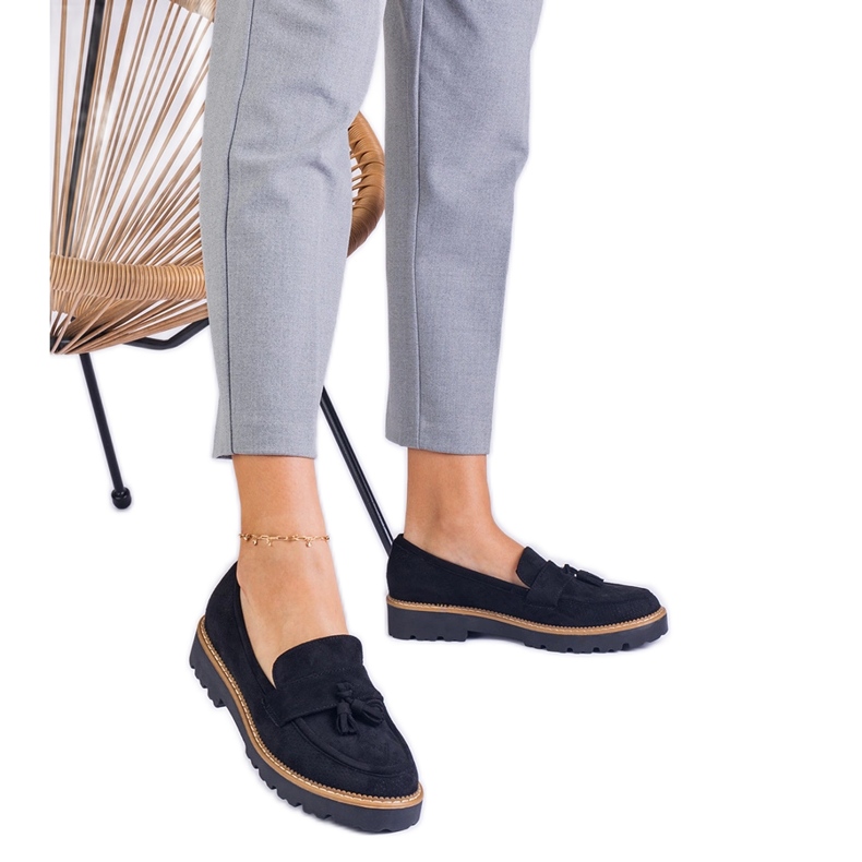 Crne ženske natikače iz Ekozamsza s rubovima crno