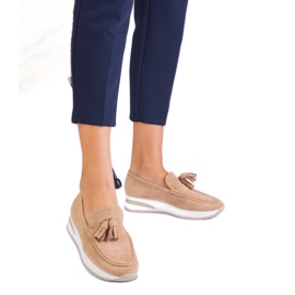 Bež ženske natikače na platformi s rubovima