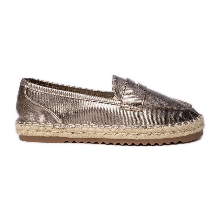 Espadrilles ženski smeđi metalni loafers smeđa