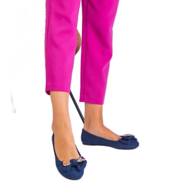 Mornarički klasični balerine s lukom plava