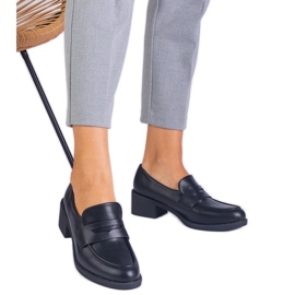 Crne eko -leather pumpe na niskom postolju crna