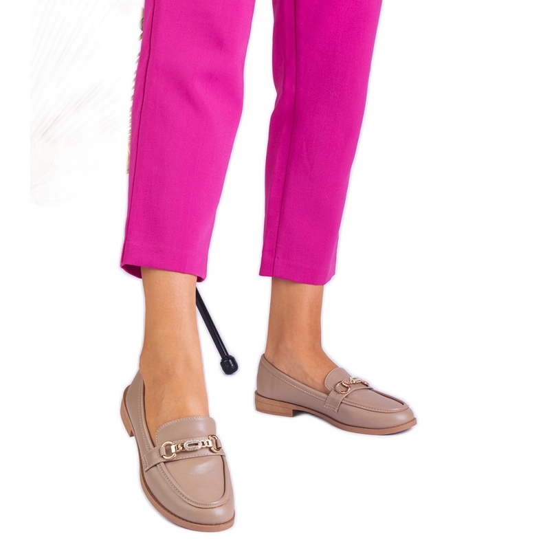 Ženske smeđe natikače s ukrasom i cirkonima smeđa