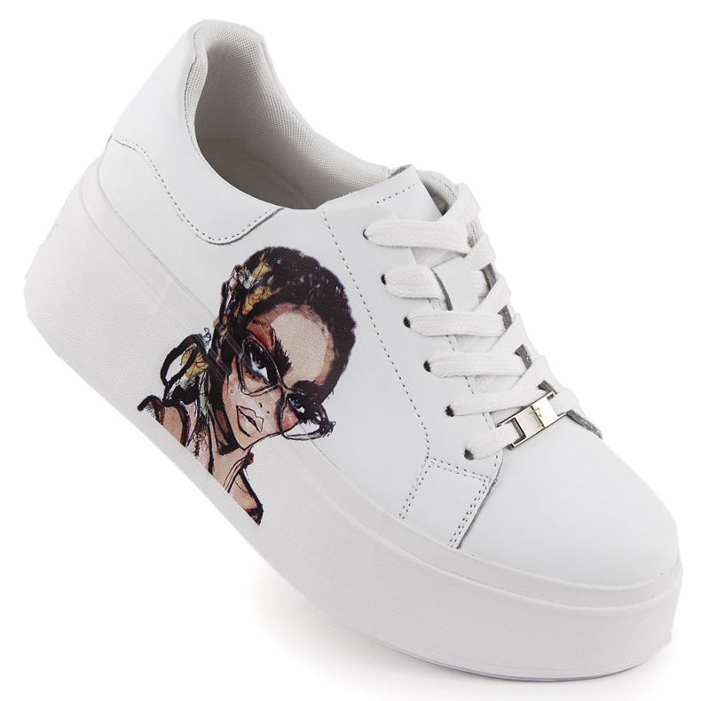 Ženske kožne cipele na bijeloj platformi Filippo 6207 bijela