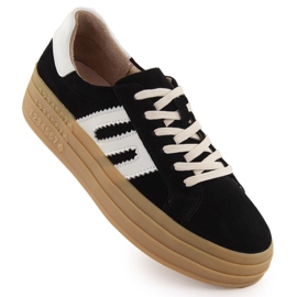 Kožne cipele na crnoj platformi Filippo 6744 crna