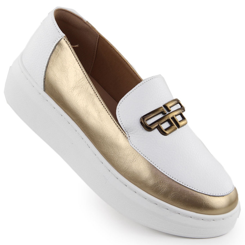 Ženske kožne cipele na platformi Bijeli zlatni T.Sokolski W25-499 bijela