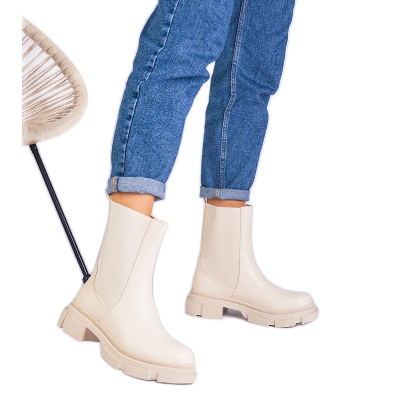 Bež čizme gležnja s fleksibilnim umetanjem