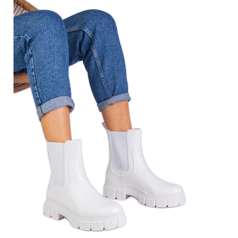 Bijele čizme gležnja s fleksibilnim umetanjem bijela