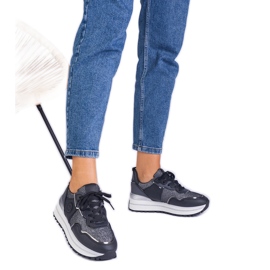 Crne ženske tenisice ukrašene sjajem crna