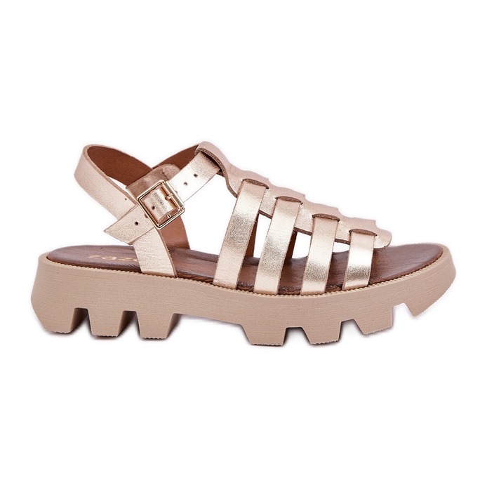 Ženske kožne sandale Zazoo 3695 Zlotys zlatna