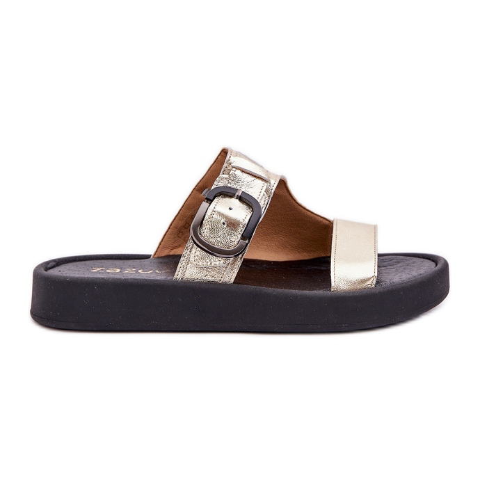 Zazoo Ženske kožne papuče na platformi Zloty za Zloty Zloty zlatna