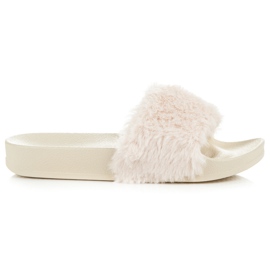 Via Giulia  Krem papuče s krznom smeđa