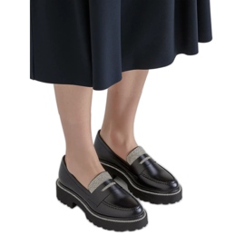 Ženski dijamantni crni loaferi crna