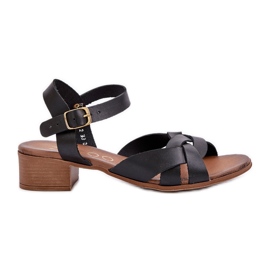 Kožne sandale s nježnom petom zazoo 40372 crna