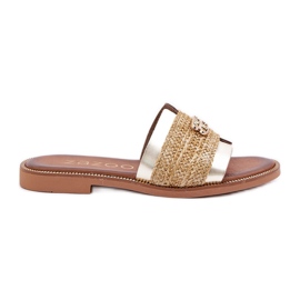 Kožni prelepovi s ukrasnim detaljima i pletenica Zazoo 40426 Zlotys zlatni