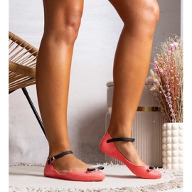 D/GMR Ženske balerine ružičaste s gumom s lukom i kopčama ružičasta