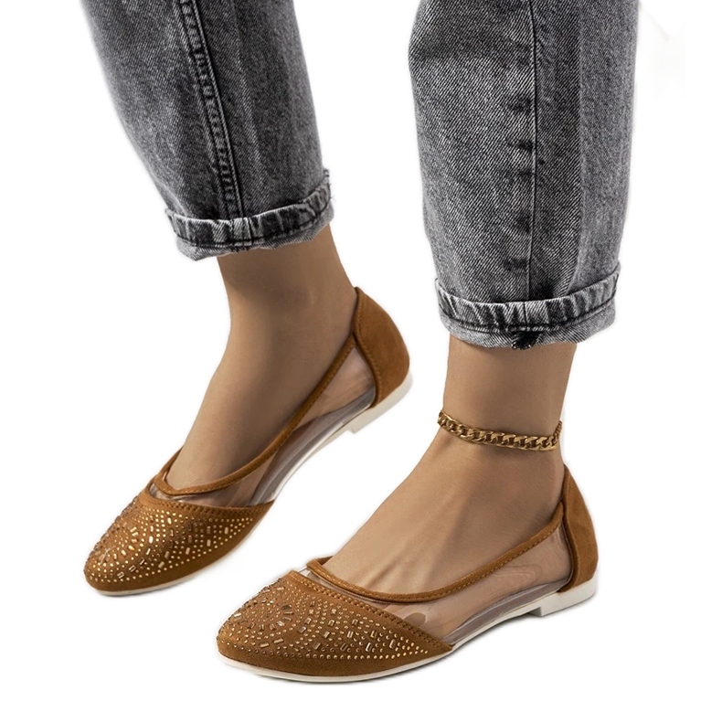 D/GMR Smeđe poluprozirne Malene balerinke smeđa