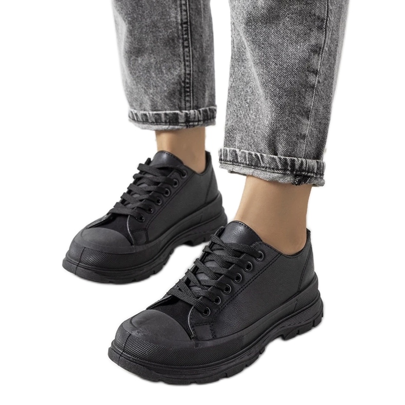 D/GMR Crne tenisice na debelom Nurbik potplatu crno