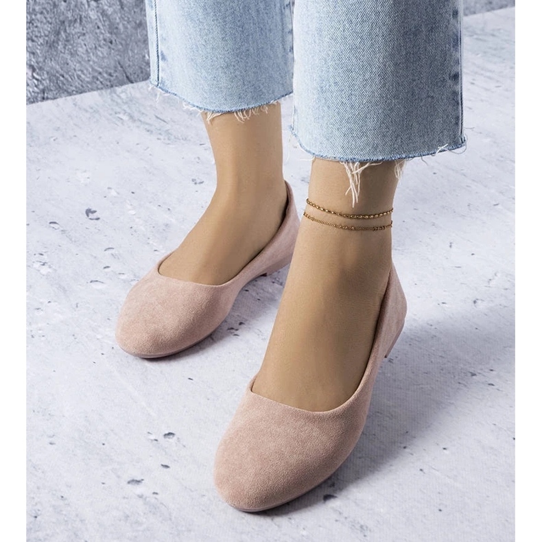 D/GMR Ružičaste balerinke s kožnim podnožjem iz Lespérancea ružičasta