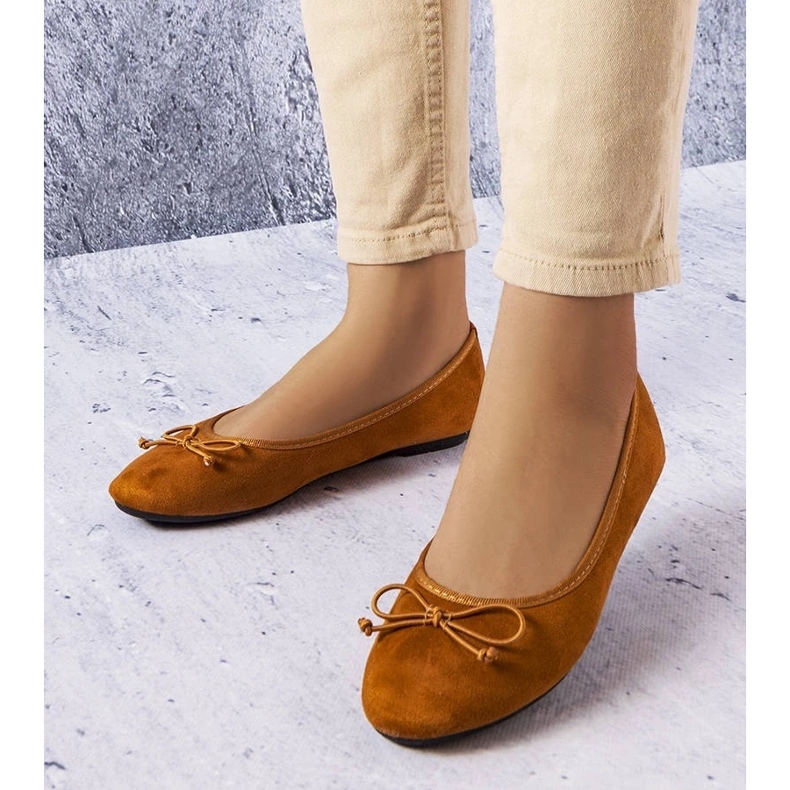 D/GMR Smeđe balerinke s Chandonnet mašnom smeđa