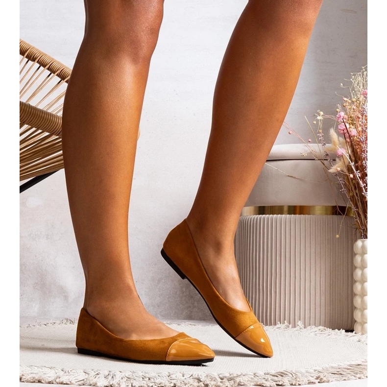 D/GMR Ženske kamele ženske balerine s lakiranim nosom u Thibault Spitz smeđa