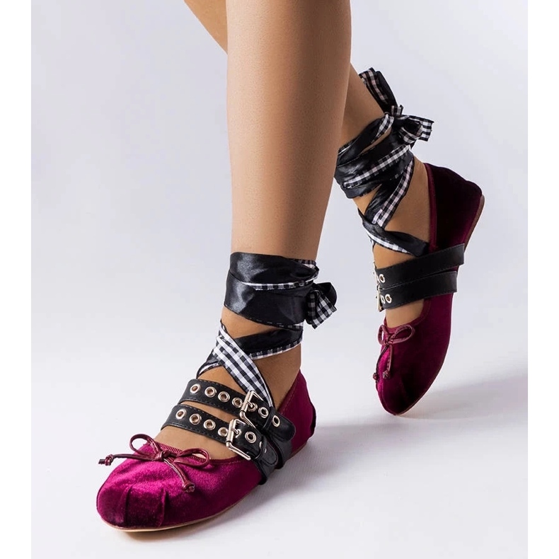 D/GMR Bordo balerinke kopčaju se Boutot kopčom crvena