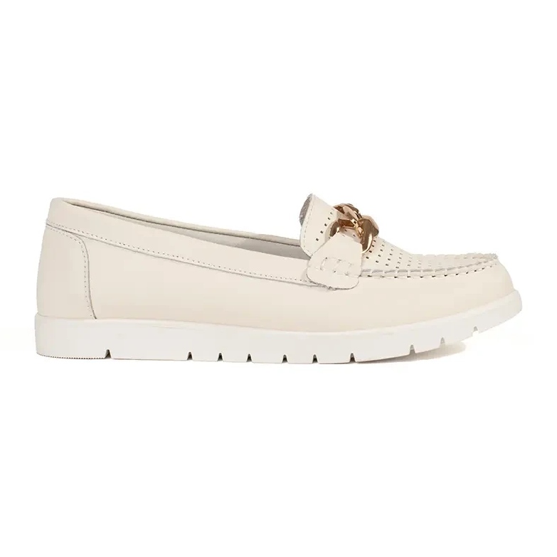 Goodin Kožna lagana bež natikača s lancem na platformi