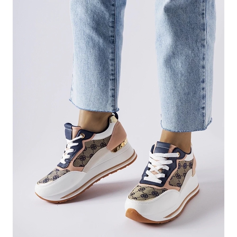 D/GMR Bijelo-ružičaste tenisice na wedge Rouxi bijela