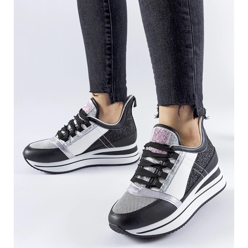 D/GMR Crne svjetlucave tenisice na Marce platformu crno