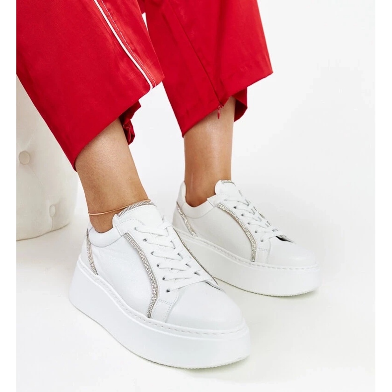 D/GMR Karino bijele kožne tenisice sa kamenčićima bijela