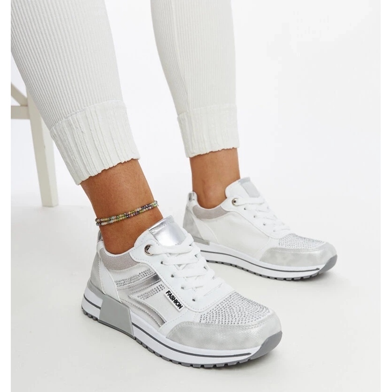 D/GMR Srebrne tenisice na platformu s Mauli kamenčićima srebro