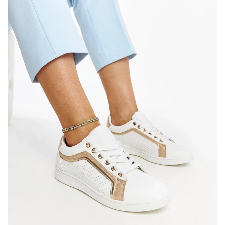 D/GMR Bijelo zlatne Amala tenisice s platformom bijela