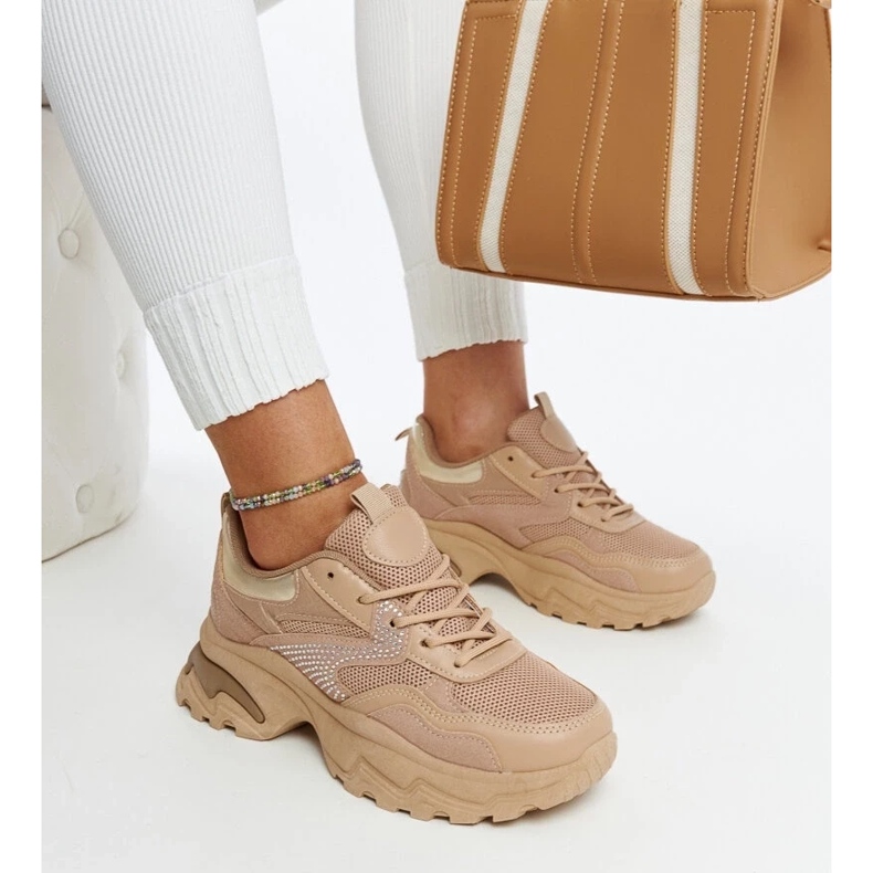 D/GMR Smeđe platform tenisice ukrašene Maras cirkonima smeđa