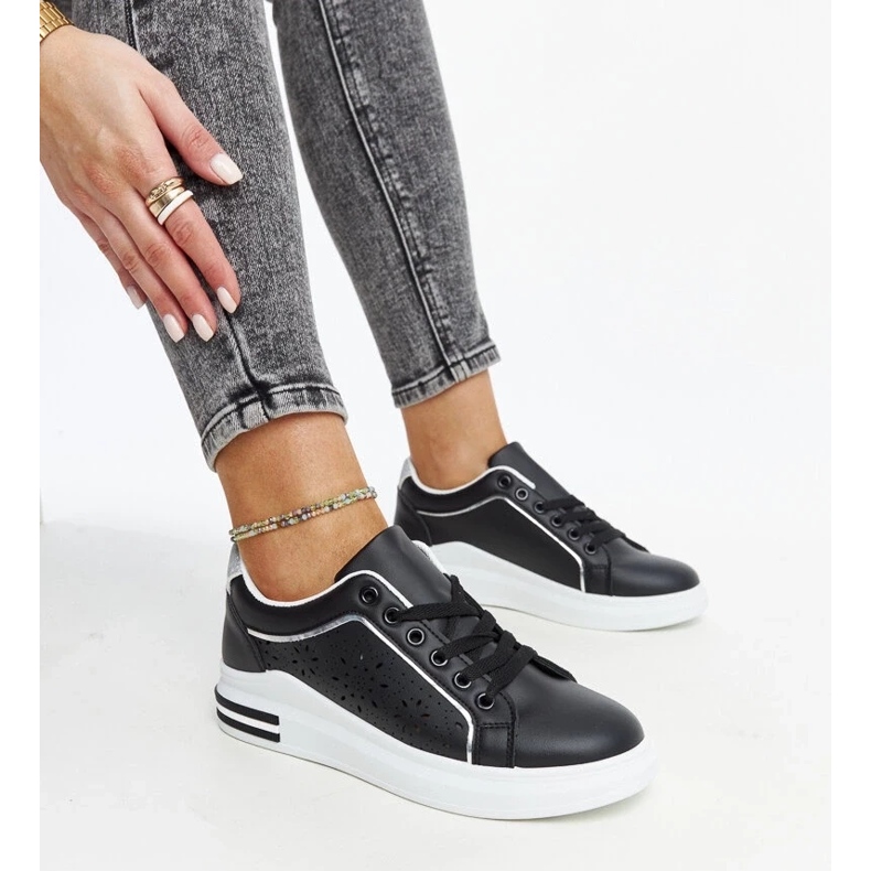 D/GMR Crne ažur tenisice sa Zorka šljokicama crno