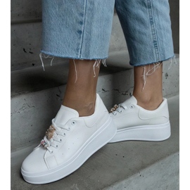 D/CEO Bijele platform tenisice ukrašene plišanim medvjedićem Mavien bijela