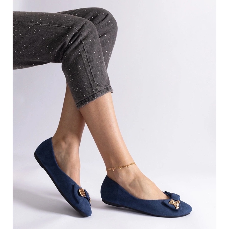 D/CEO Mornarsko plave balerinke ukrašene Esdras mašnom i brošem