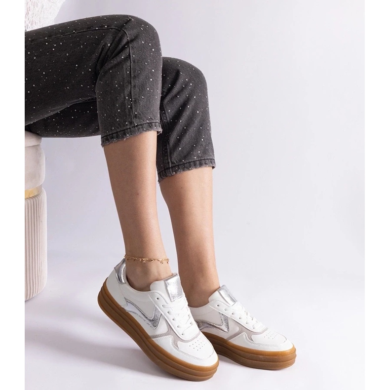 D/CEO Bijelo srebrne tenisice s Quica gumenim potplatom srebro