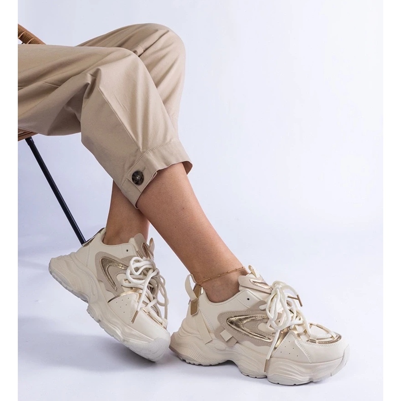 D/CEO Bež ženske sportske tenisice na masivnom založnom potplatu