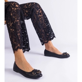 D/CEO Crne balerine ukrašene američkim cvijetom crna