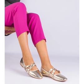 D/CEO Zlatne balerine izrađene od eko -odlazača ukrašene kopčama Emmarino zlatni